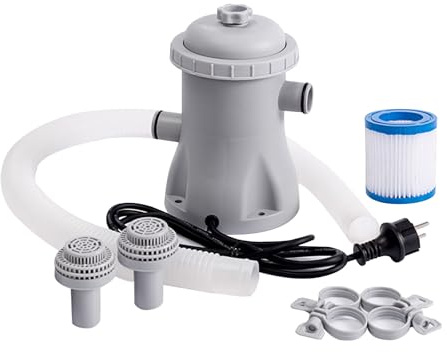 Quiet Pool Filter Pump for Small Above, Ground Pools 330 GPH Flow Rate Pool Filter, Reusable Filter Cartridge, Improved Water Clarity, Easy Installation