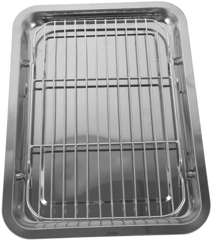 VERDANVERSE Plaque de Cuisson Inox avec Épaisse et Plateau Égouttoir Support Refroidissement Robuste pour Poulet Croustillant Frites et Fromages Usage Cuisine Maison et Camping