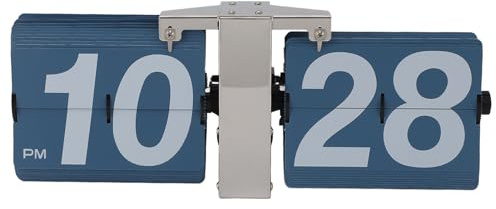 QWUUYEC Automatic Flip Clock Meccanico, Orologio Digitale Retro Tavolo e Parete, Base Oro e Lamelle Bianche, 12H - Design Vintage, Materiale Acciaio Inossidabile, Per Studio e Ufficio (Tipo 2)