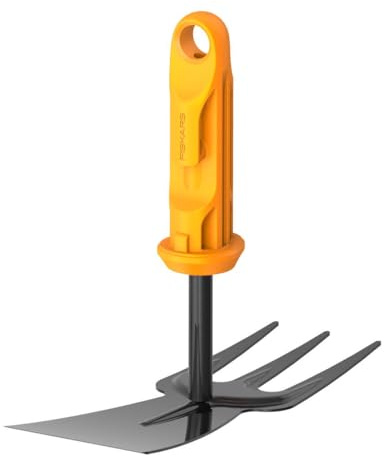 Fiskars OneClick Kombihacke, 2-in-1 Aufsatz zum Lockern und Unkrautjäten | Müheloses Wechseln mit nur einem Klick, QuikFit Adapter separat erhältlich, Borstahl, Breite: 5 cm, Schwarz/Orange, 1080695
