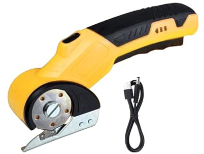 Cutter Électrique pour Carton,320RPM Outil de Découpe Portable avec Verrou de Sécurité et Lumière LED,Ciseaux Rotatifs Rechargeables pour Tissus Cuir Moquette Carton - Atelier de Bricolage et