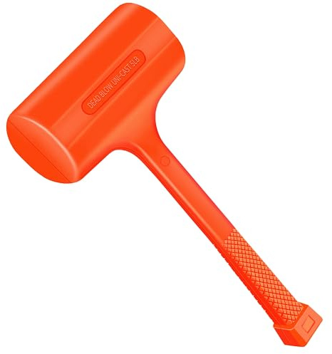 C&T 5LB Dead Blow Hammer, One-Piece Molded Body, Steel Ball Shot Filled Head, Ergonomic Checkered Grip, Spark and Rebound Resistant, Orange, Ideal for Auto, Carpentry & Tile Work