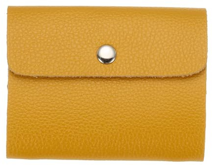 QUARKZMAN Portatarjetas De Cuero Organizador De Tarjetas De Negocios Estuche Delgado para Tarjetas De Identificación Monedero De Bolsillo Protector con 24 Ranuras para Y Mujeres Amarillo