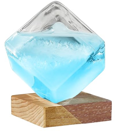 Verre tempête Prédicteur Météo Cube Baromètre - Facile à Utiliser Prévisions Météo Décoratives avec Base, Mignon Pour Le Bureau, Chambre Le Jardin | Multipurpose Outdoor Intérieur Utility Compact