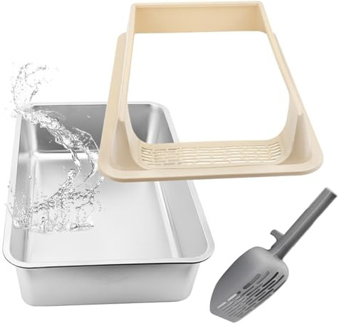 Poêle de toilette pour chaton de logement haut côté avec pelle fournitures pour animaux pour appartement intérieur maison ferme balcon patio arrière-cour nettoyage facile solution de litière pour chat