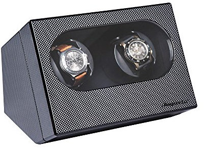 AUGUSTA Uhrenbeweger für 2 Uhren (Carbon Hochglanzoptik)