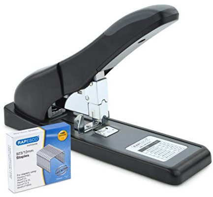 Rapesco 1550 ECO HD-140 Hochleistungs Heftgerät mit 1000 Stück Typ 923/12mm Heftklammern, Schwarz