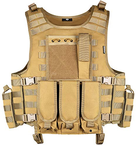 MGFLASHFORCE Taktische Airsoft Weste, Paintball Modulare Chest Rig (Tan)