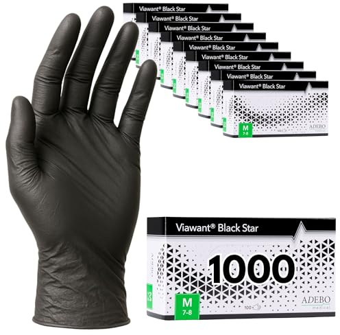 Einweghandschuhe 1000 Stück | M | Nitrilhandschuhe Schwarz | Puderfreie, latexfreie Einmalhandschuhe | Reißfest & feinfühlig | EN 455 & EN 374 | Gr. XS, S, M, L, XL