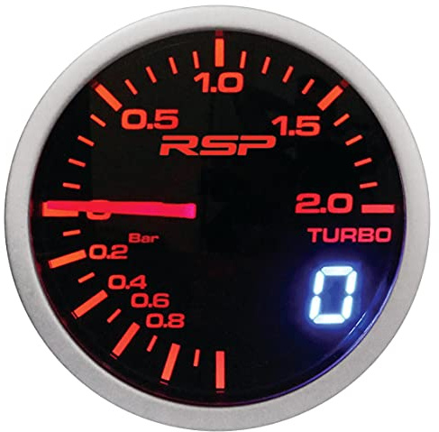 SUMEX MID737658 Indicador de presión turbo Race Sport Perfomance 52mm de diámetro. Reloj con iluminación led blanca/roja-ambar modo día/noche. Indicación con aguja analógica y con display digital