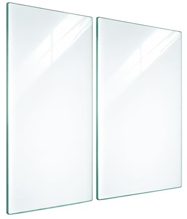 TMK ArtDeko Herdabdeckplatte 2 Teilig 30x52 cm - Spritzschutz Herdabdeckung – Herdschutz aus Sicherheitsglas – dient auch als Glasschneidebrett – Robust, Hygienisch & Rutschfest