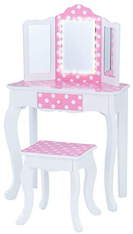 Fantasy Fields Kinder Schminktisch mit Spiegel und Hocker Mit Lichtern Rosa TD-11670FL