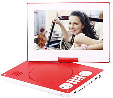 YOOHOO Reproductor de DVD portátil de 12.5 pulgadas con pantalla giratoria HD de 10.5 pulgadas y 270° con batería recargable, adaptador de CA compatible con todas las regiones, multiregión