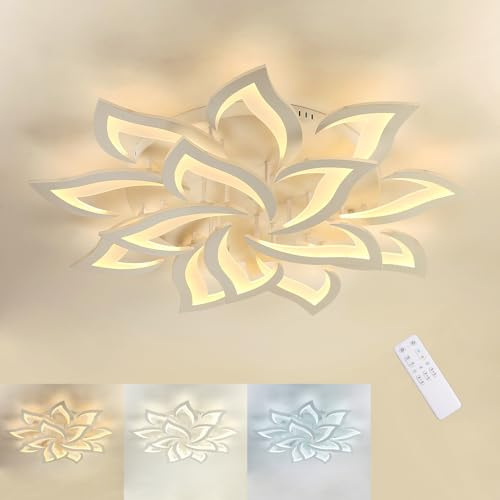 Deckenlampe Wohnzimmer 84W, Deckenleuchte dimmbar Wohnzimmer, Blumenlampe