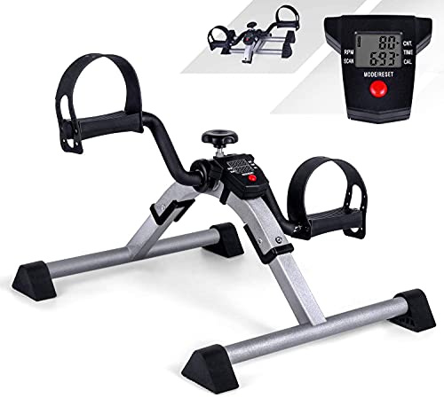 Mini Bike Heimtrainer Pedaltrainer Arm und Beintrainer Fitnesstrainer, Fitness Fahrrad Fitnessgerät mit LCD-Monitor Einstellbarer Widerstand Heimfahrrad Trainingsgerät für Zuhause Büro