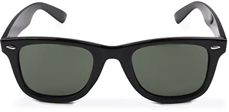 Contacta, Ikona, Occhiali da Sole per Uomo e Donna, Occhiali con Lenti Polarizzate, Montatura Squadrata e Resistente, Colore Nero, Lente Verde, Confezione con Sacchetto Portaocchiali, 24g