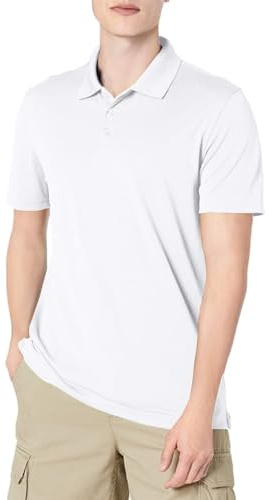 Amazon Essentials Polo de Golf à séchage Rapide pour Homme, Blanc, Taille L