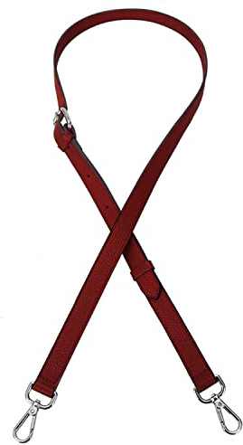 LIVE UP Schulterriemen aus Vollnarbenleder, verstellbarer Ersatz, Schulterriemen, Handtaschen-Geldbörse, 0,1 cm breit (weinrote Schnallen)