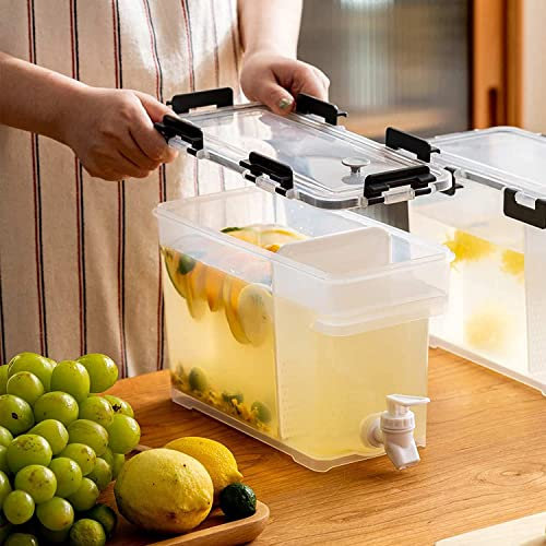 Verve Jelly 3.5L Fridge Jug Dispenser with Faucets, Water Dispenser with Lid, Summer Reusable Large Ice Water Infuser Cold Buckets for Fruit Juice Drinks Cocktail for Outdoor Party Daily Use