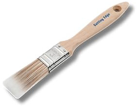 Cutting Edge Professional Premium Quality SRT Synthetic Filament Paint Brushes - 1 - Wooden Ergonomic Grip Beavertail Handle - Suitable for All Paints, No Breaking-In Required (1 / 25mm)