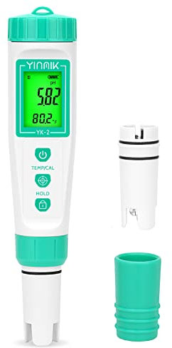 YINMIK YK-2N Digital pH Meter, Tabletop Mount, Extra Replaceable Probe for Hydroponics, Accurate Water Tester for Swimming Pool, Hot Tub, Aquariums, Home Wine Brewing