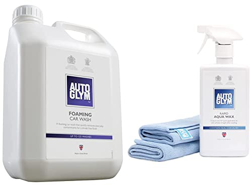 Autoglym Foaming Car Wash, 2.5 Litres, High Foaming Shampoo, Car Cleaning Shampoo For All Bodyworks, Streak Free Finish, pH Neutral & Rapid Aqua Wax Complete Kit