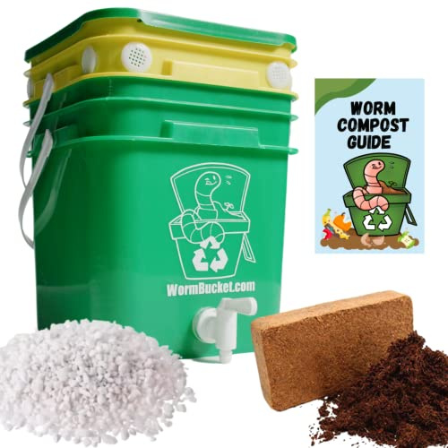 Worm Bucket Indoor Composting Starter Kit – Compact Worm Farm for Classrooms, Homeschool, and Apartments – STEM Project - Make Organic Worm Castings & Worm Tea