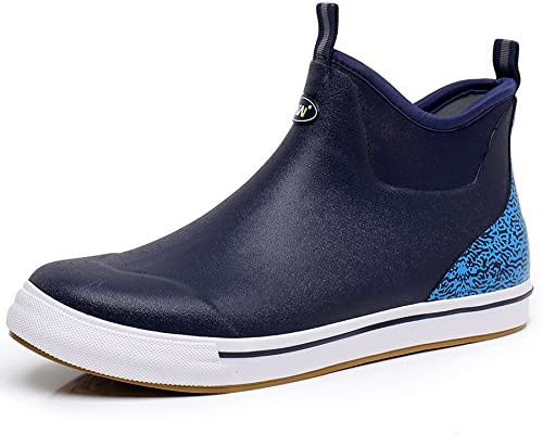 WTW Unisex Waterproof Ankle Deck Rain Boots Slip-On Garden Shoes