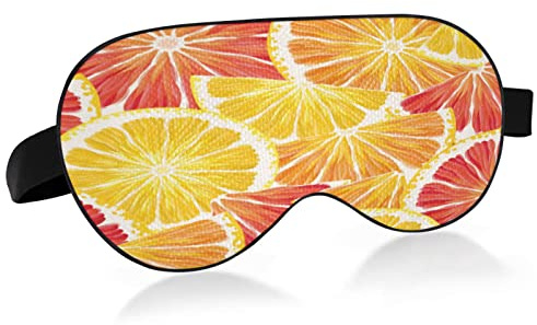 Masque de sommeil citron pamplemousse pour femme homme lisse confortable bloquant la lumière masque pour les yeux bandeau de nuit avec sangle réglable pour les voyages, le travail posté