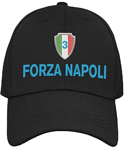 Vulfire Napoli Cappello Uomo Donna Regalo Tifoso Originale Idee Regali per Lui e per lei per Natale Taglia Unica Cappello Nero con Visiera Sportivo Calcio (Nero)