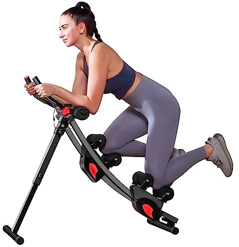 BODY RHYTHM Dual-Track Ab Machine with 4 Adjustable Heights, Foldable Core & Abdominal Exercise Machine, Total AB Workout Equipment for Home Gym, Ab Women Exercise Fitnes Trainer. (Black)