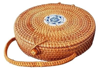 AKSPET Fengyan Stoccaggio 1 Confezione Autunno Rattan Pu'er Scatola di Immagazzinaggio del tè Stile Idilliaco Teiera Scatola di Immagazzinaggio del tè in Porcellana Blu e Bianca (Colore : A 22cmx5cm)