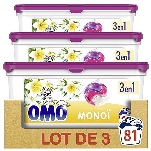 Omo Lessive capsules 3 en 1 Monoi 27 lavages ( lot de 3 )