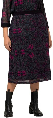 Ulla Popken Jupe en Maille Imprimée, Noir, 52-54 Femme