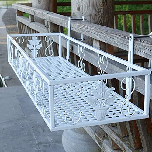 SWEGN Pflanzenständer Hängender Blumenständer aus Eisen Blumentopfhalter Leitplanke Balkon Sukkulenten Geranie Wandmontierter Blumenständer 12 * 25 * 80 cm Mehrstufiges Blumenregal (Farbe