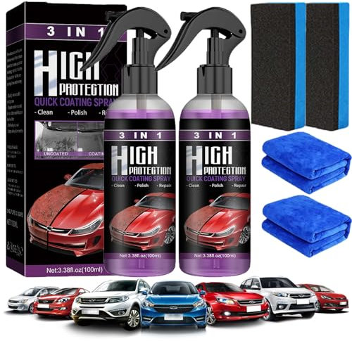 Donubiiu 3-in-1 Hoher Schutz Schnelles Auto-Beschichtung Spray, 3 In 1 Keramik-Autobeschichtungsspray, Car Nano Kratzer Spray (2PCS)