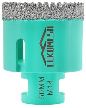 Diamond Tile Core Drill Bit - 50mm Tile Hole Saw Cutter for Porcelain Ceramic Granite Marble Stone, LEKOMESH, M14 Thread