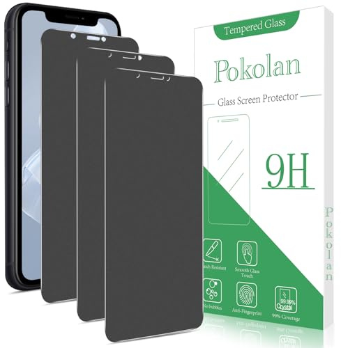 Pokolan 3 Stück Matte Sichtschutz für iPhone 11, XR Schutzfolie | Matt Anti-Spy Glas Folie, Blendschutz, Blasenfreie, Anti-Kratzen, Anti-Fingerabdruck, Ultra-Klar Displayschutzfolie