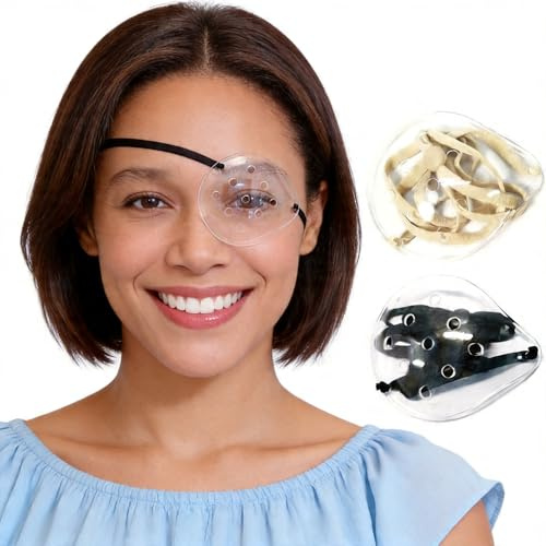 AMZVIO 2pcs Eye Shield After Cataract Surgery,Eye Shield for Sleeping after Surgery,Extended Elastic Band Longer & Wider for Adults Eye Protector Clear Eye Patch (Black+Beige)