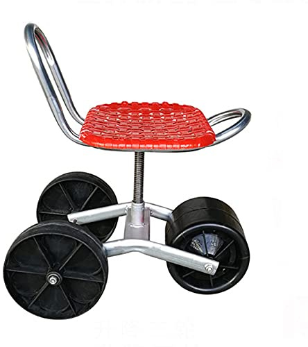 Garden Cart Stool on Wheels - Rolling Work Seat with Height Adjustable Swivel Seat - Garden Folding Kneeler Seat Chair Pad for Outdoor Yard
