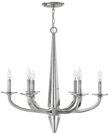 Licht-Erlebnisse Kronleuchter Kristall Metall B: 71,1 cm H: max. 3,9 m verstellbar XXL groß in Nickel poliert 6x E14 Lüster Esszimmer Hängeleuchte Wohnzimmer Lampe