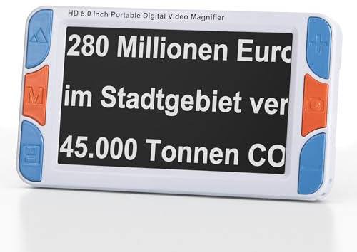 Tragbare 5 Zoll HD Digitale Lupe für Sehschwäche, Elektronische Leselupe | 3x-48x Digital Zoom | 26 Farbmodi & HDMI-Ausgang
