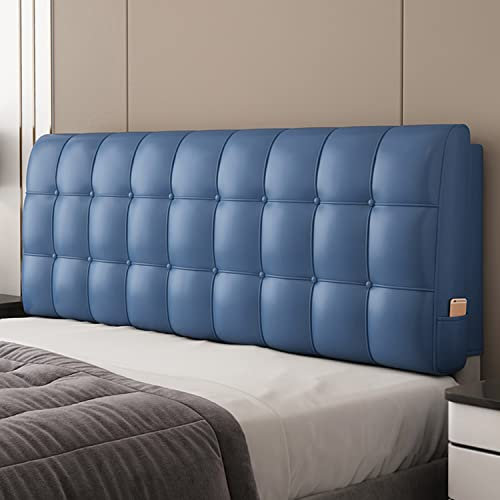 Luxuriöses Leder-Polster-Lesekissen mit abnehmbarem Schonbezug, Blau, 150 cm, Keilrolle, Lendenkissen für Tagesbett, Kopfteil im Lieferumfang enthalten