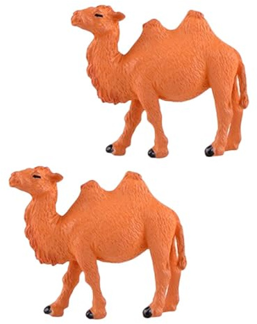 HEMOTON 2 Stück Miniatur Kamelfiguren Aus Kunststoff Detailgetreu Leichte Tischdekoration Für Pflanzen Und Gartenszenen