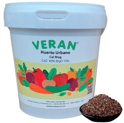 VERAN Cal Mag Abono Huerto Urbano CaO 40% MgO 10% 1Kg | No Atrae Insectos ni Libera Olores | Fertilizante Granulado Rico en Calcio y Magnesio Ideal para Balcones y Terrazas | Para Hortalizas y Frutas