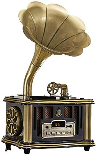 WDWDW Vinyl-Player Vintage, Retro-Bluetooth-Lautsprecher, Plattenspieler mit kabellosen Lautsprechern, 3,5 mm Aux-In/FM-Radio/USB-Grammophon