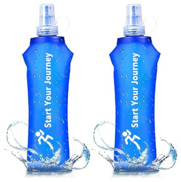 Berelin 2pcs 500ml Faltbare Trinkflaschen, TPU BPA-Frei Soft Flask, Leichte Auslaufsicher Wasserflasche, Sportflasche für Wandern,Joggen,Camping und Klettern