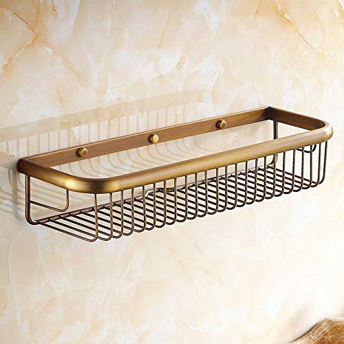 Étagère de douche en laiton avec vis d‘installation dissimulées, étagères murales antirouille pour salle de bain, panier de rangement de cuisine, bronze, 45 cm