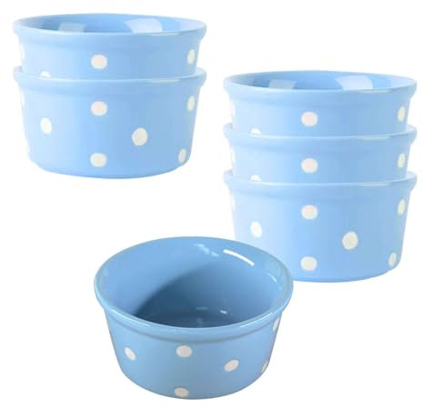 Set di 6 pirottini blu da 230 ml, adatti al forno, perfetti per crème brûlée e friggitrice ad aria, ciotole versatili da forno e da portata, pentole resistenti ed eleganti