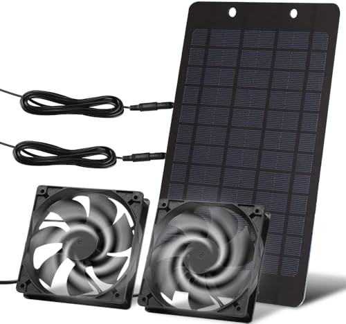 Ventilator mit Solarpanel, 12 V, 10 W, wetterfest, mit DC-Lüfter, Ventilator mit Solarpanel, Solarventilator für Hühnerhäuser, Gewächshäuser, Schuppen, Haustierhäuser